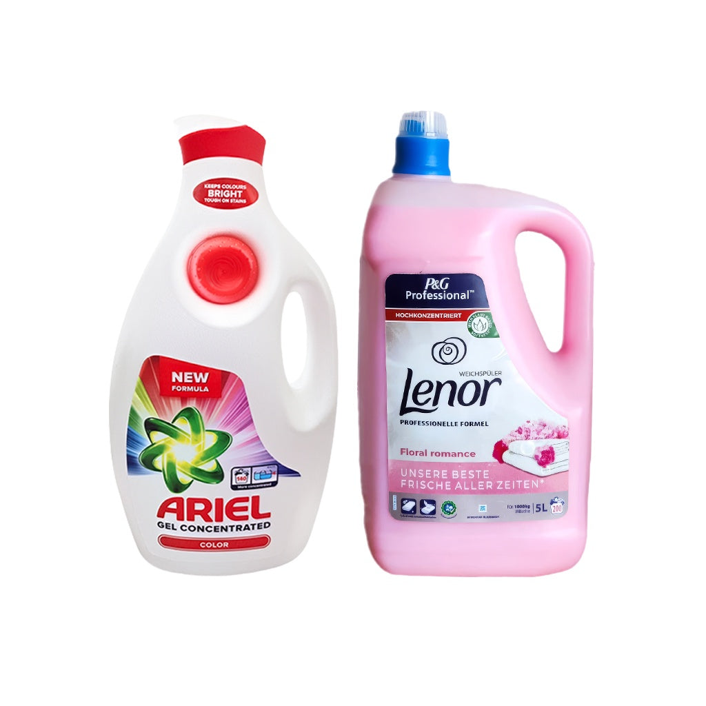 Detergent lichid de rufe Ariel Color, 6.3L + + Lenor Floral 5L