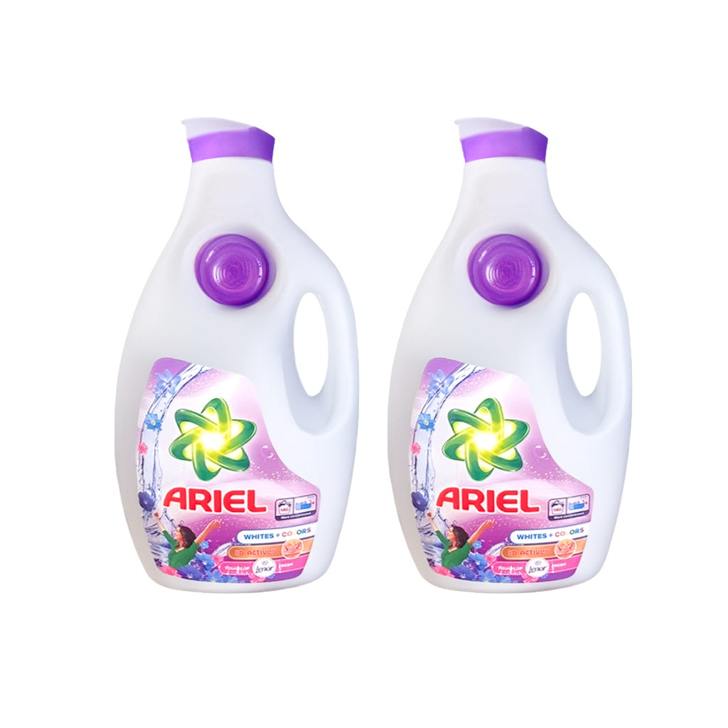 2x Detergent lichid de rufe lichid Ariel Albe + Colorate 3D Activ, 140 spalari, 6.3L
